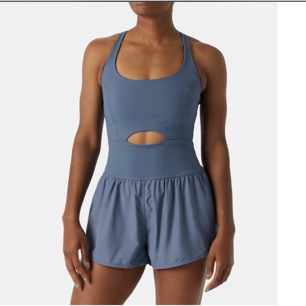 Free People FP Movement Righteous Runsie in a blue-grey tone athletic tennis XS